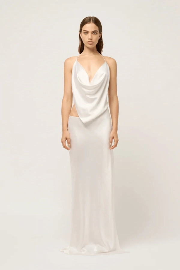 Tailored Piece Chic Harmony Iced Bias Slip Dress White