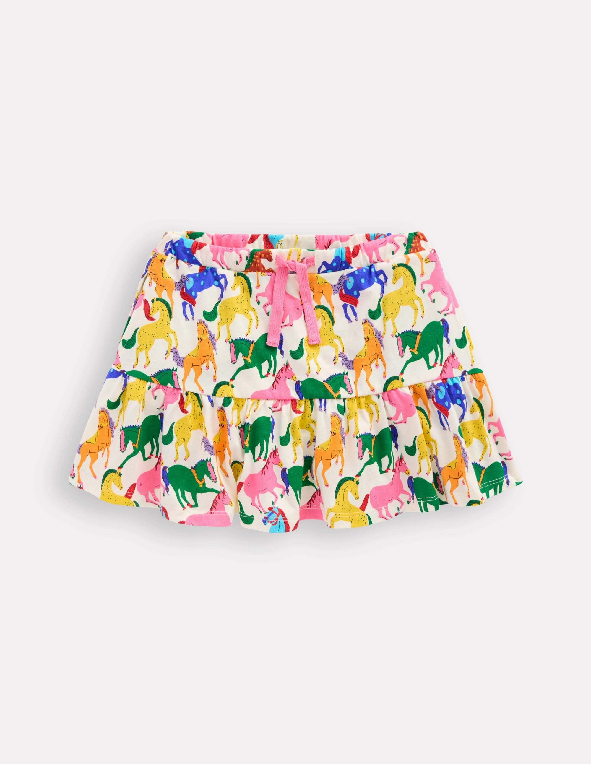 Jewel Tones Wrap style Tiered Jersey Skort-Multi Rainbow Horse