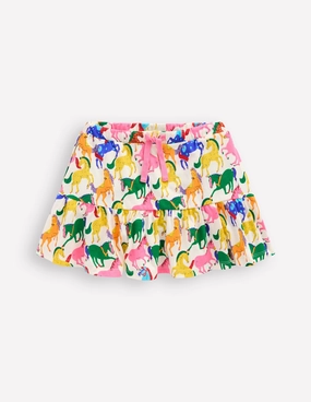 Jewel Tones Wrap style Tiered Jersey Skort-Multi Rainbow Horse