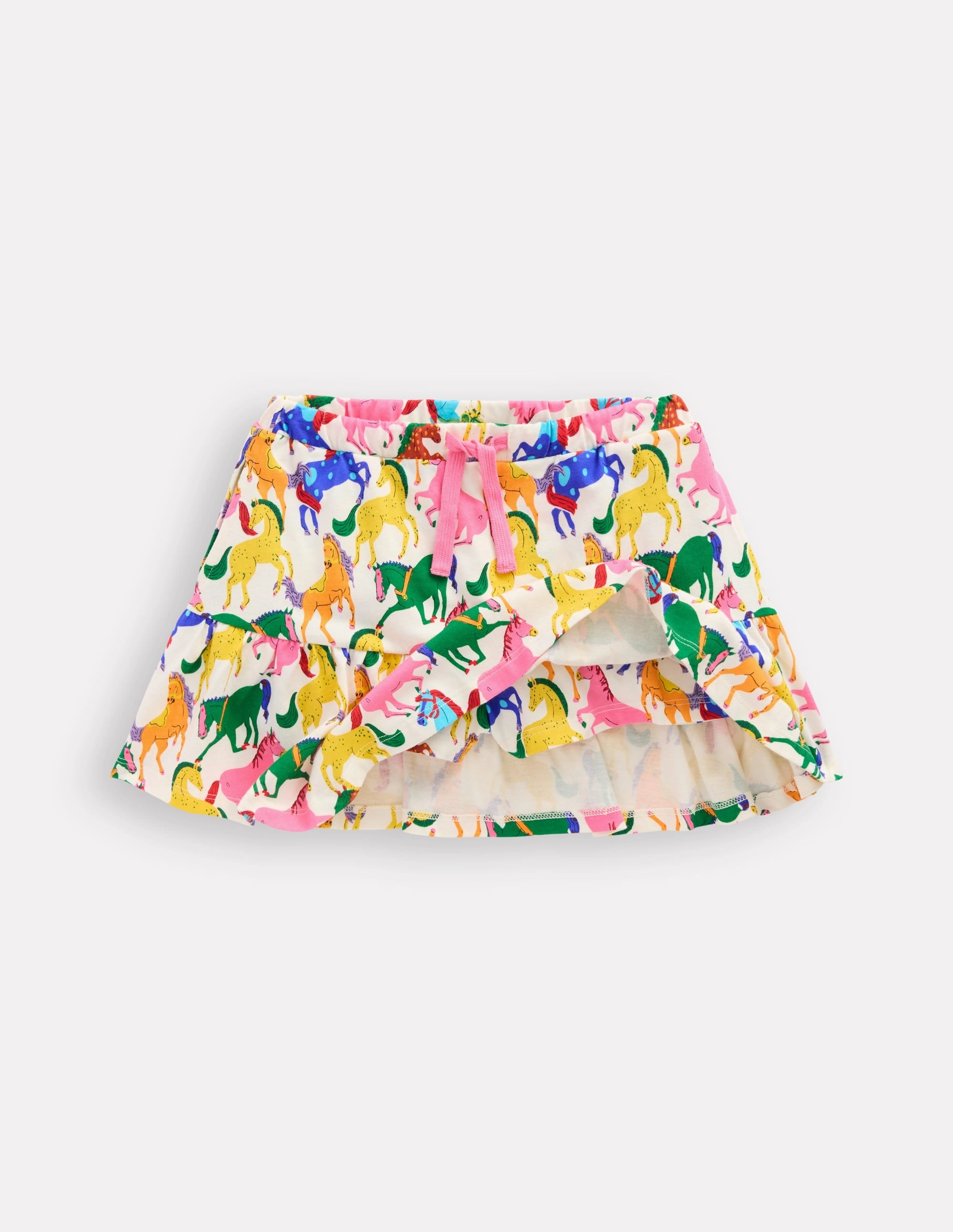 Occasion Dressing Essential Style Tiered Jersey Skort-Multi Rainbow Horse