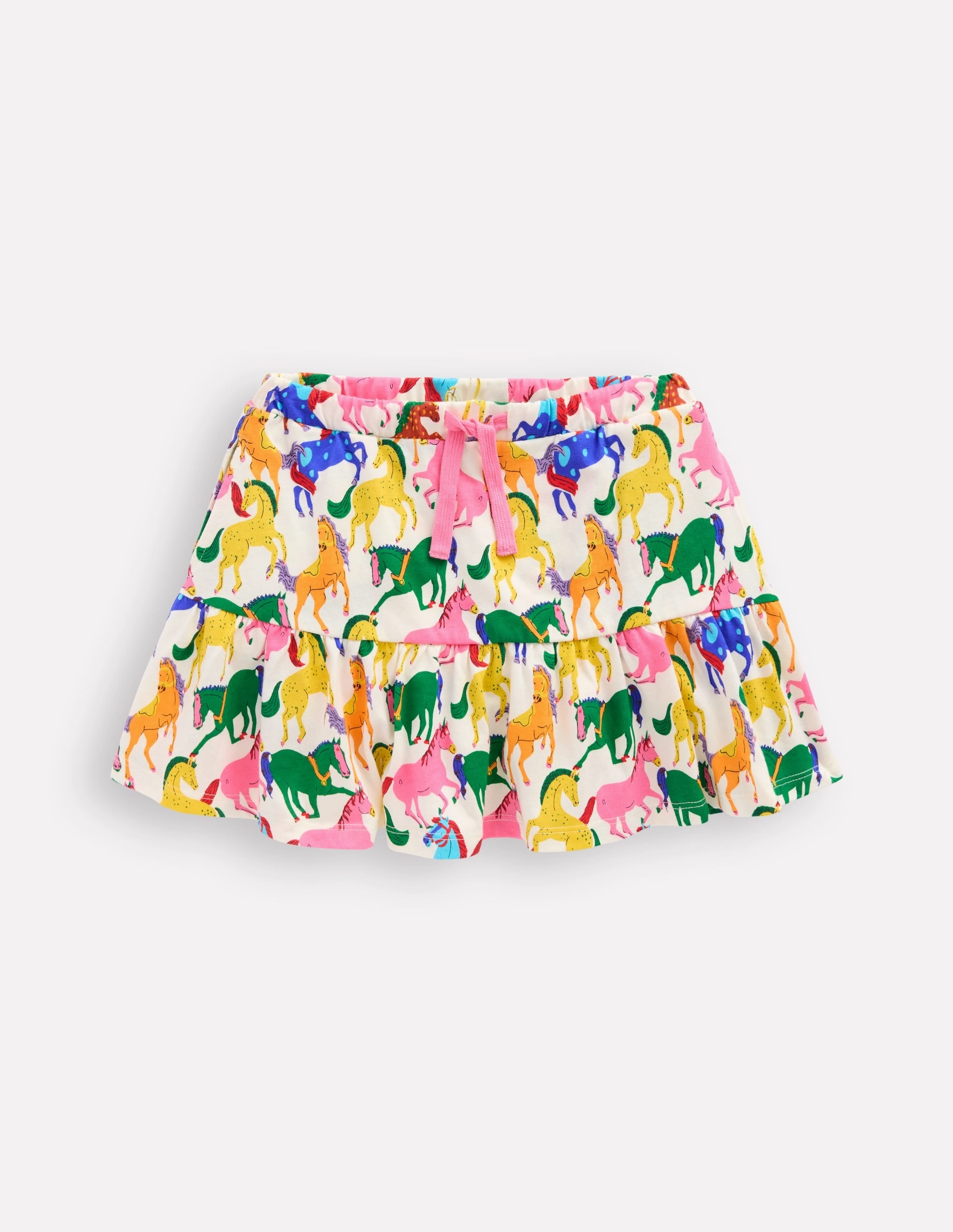 Creative Look Tiered Jersey Skort-Multi Rainbow Horse