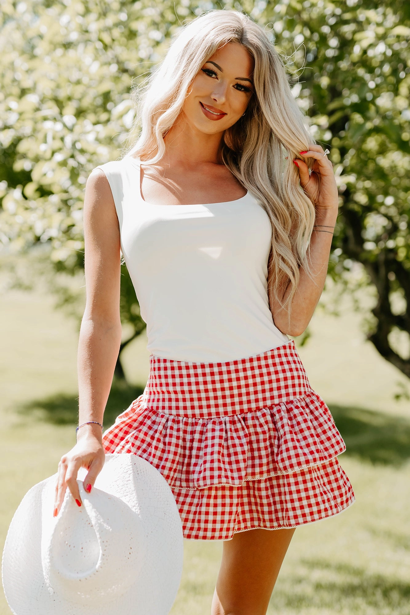 Skipping Town Square Neck Top (Off White) Microfiber Blended Fabric Breathable Construction