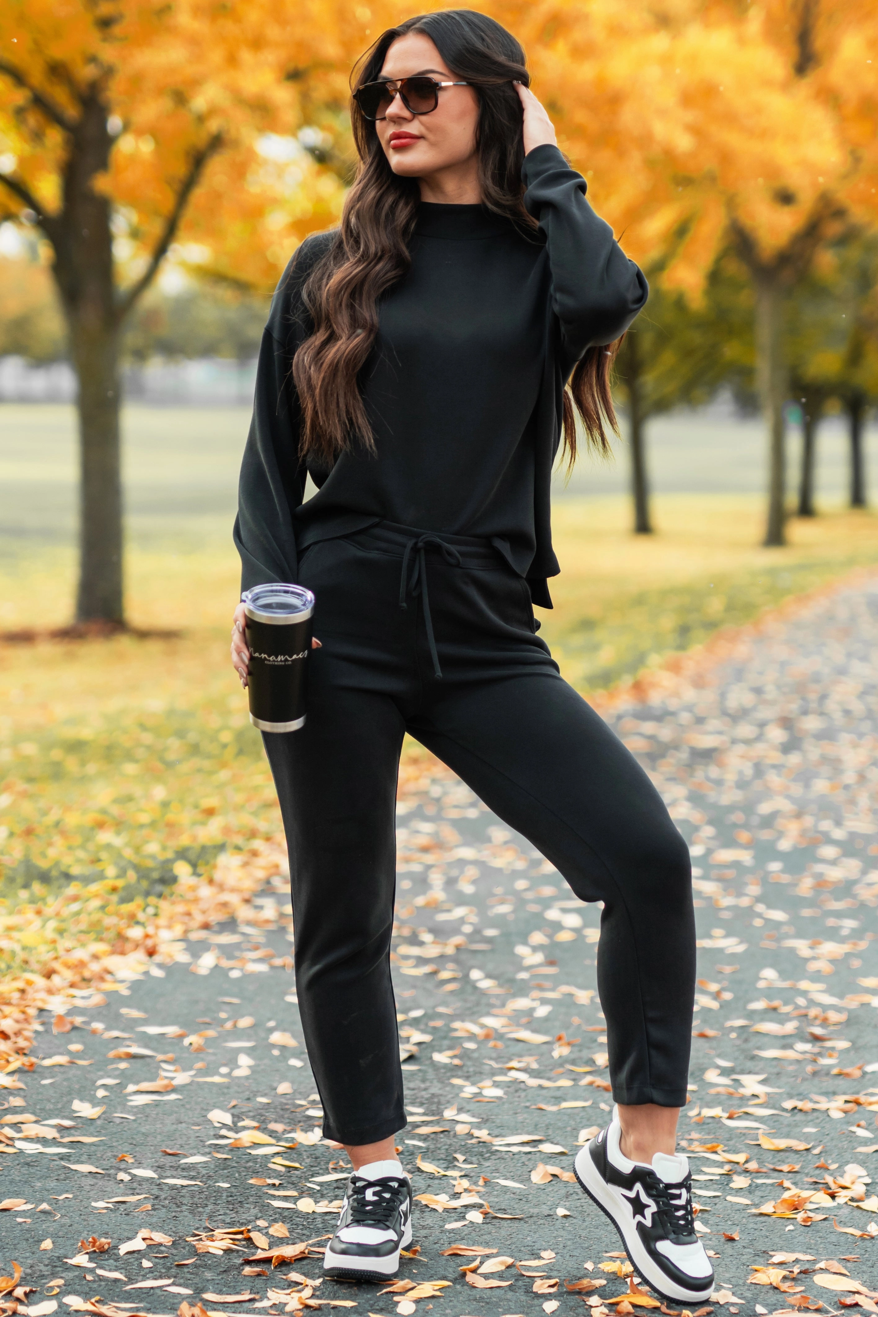 Skyler Buttery Soft Wasabi Mint Mock Neck Top (Black) Non Chafing Edges Reinforced Shoulder Seams