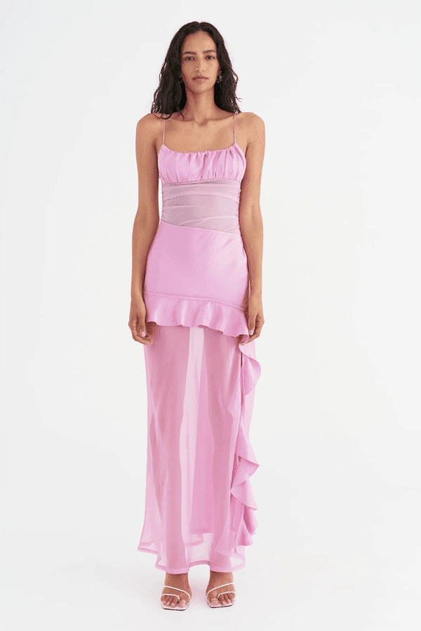 AntiStaticMaterial Polished Finish Delilah Maxi Dress Bubblegum