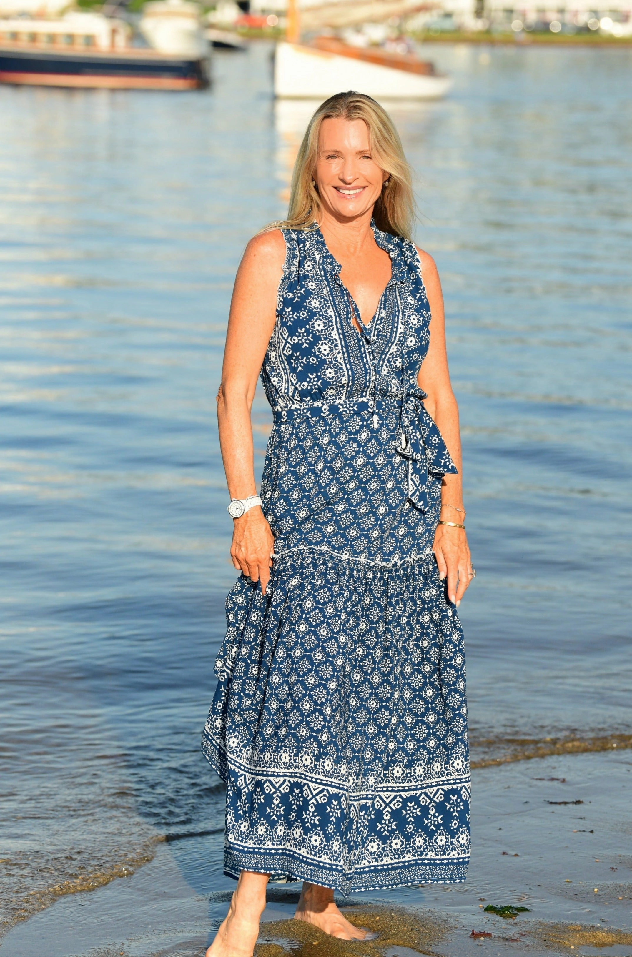 Alexis Dress / Indigo Geo Soft Cut