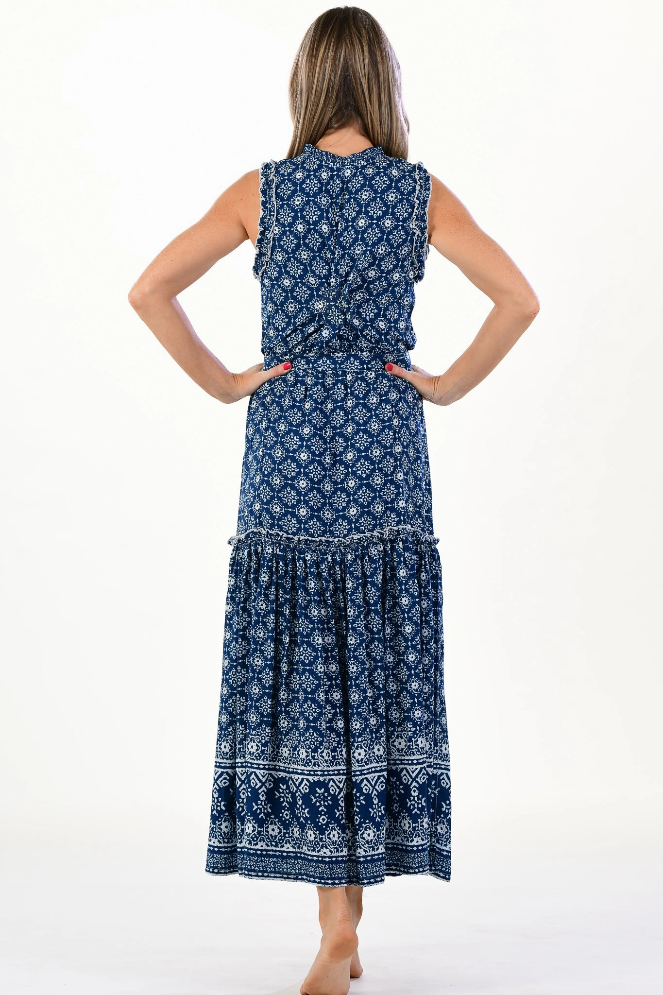 Tie-Detail Playful design piece Alexis Dress / Indigo Geo