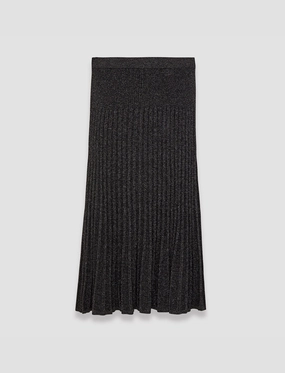 Fold Over Detail Neat Finish Lurex Knit Skirt
