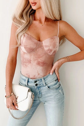 Relaxed Design Midnight Playlist Sleeveless Mesh Bodysuit (Mauve)