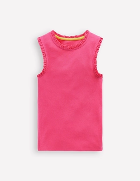 Ribbed Lace Trim Vest-Flamingo Pink Anti Fade Technology WrinkleFree Fabric