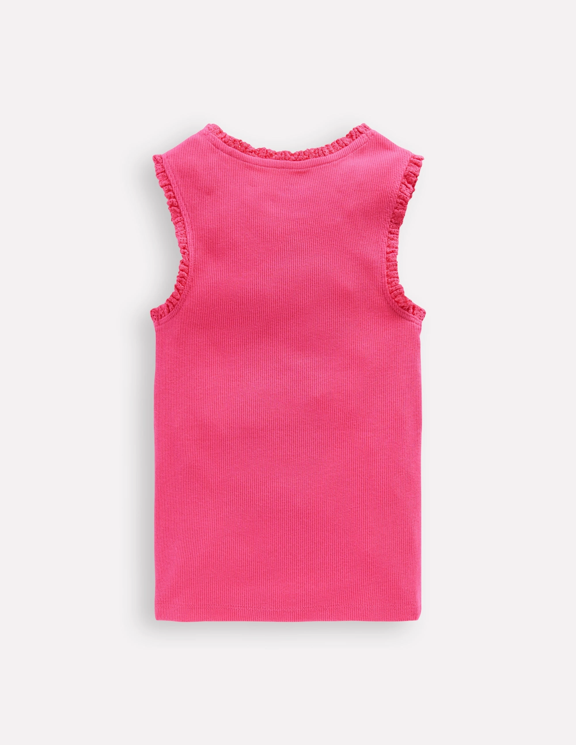 Reversible design GarmentWashed Softness Ribbed Lace Trim Vest-Flamingo Pink