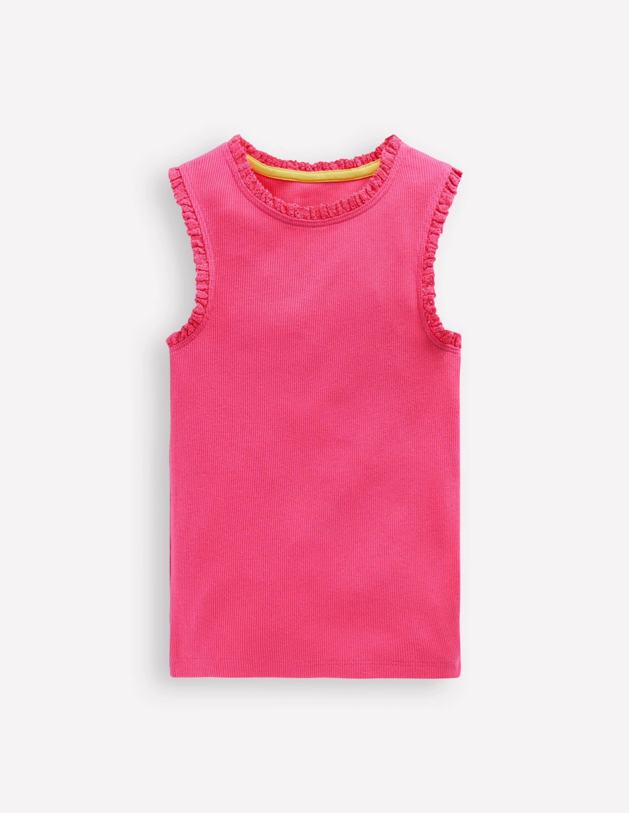 Quick Release Fastener Sweat Absorbing Lining Ribbed Lace Trim Vest-Flamingo Pink