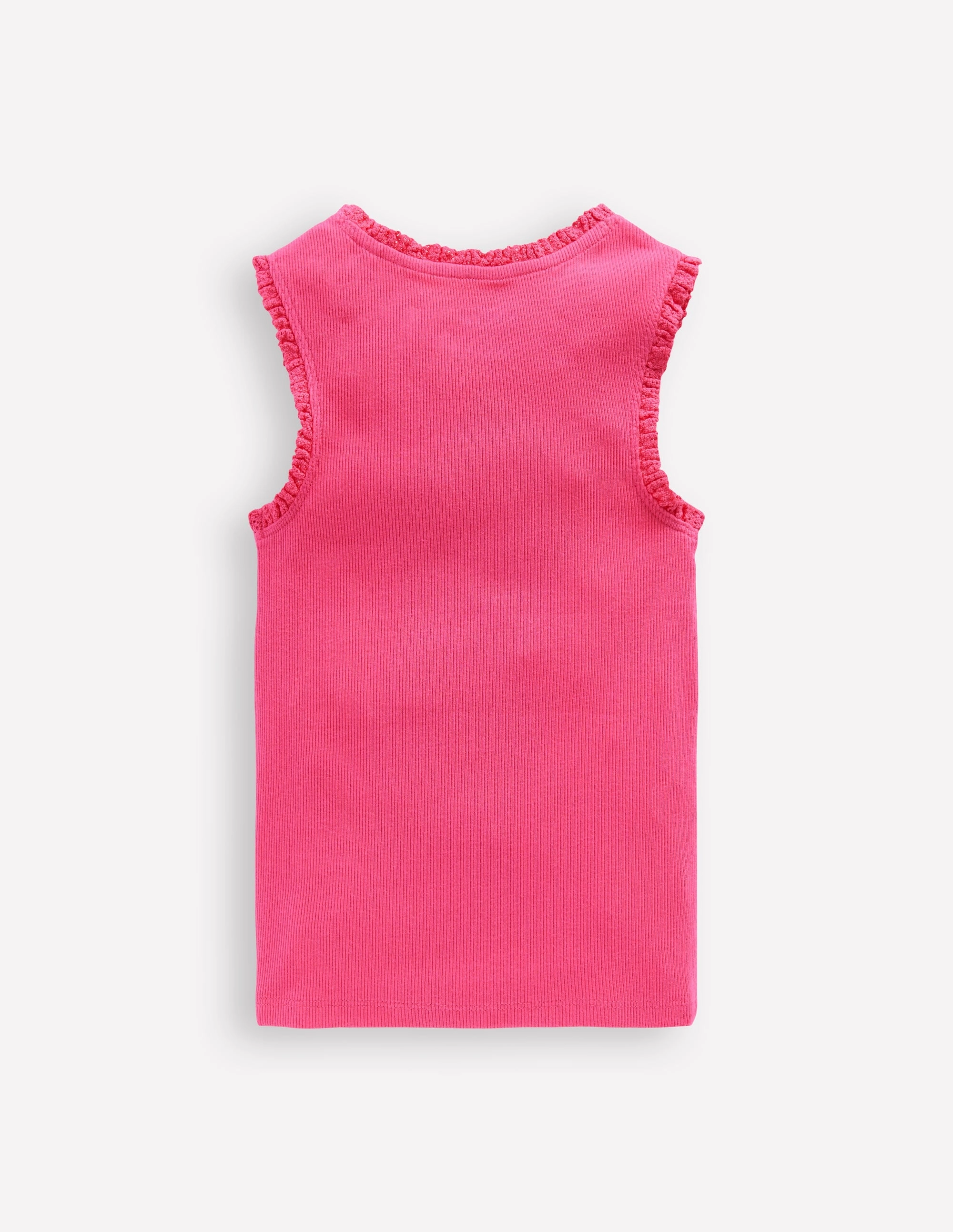 Durable Reinforced Elbows Ribbed Lace Trim Vest-Flamingo Pink