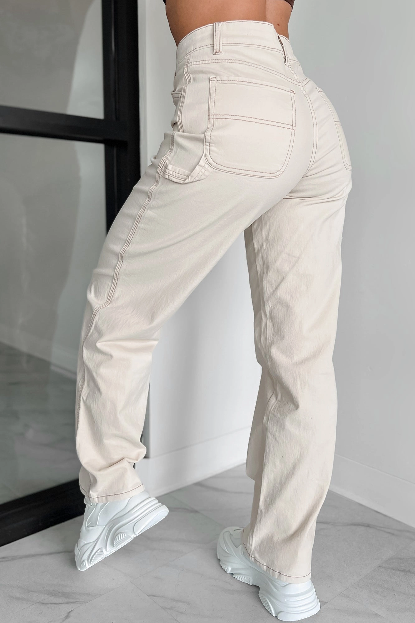 Lark High Rise Straight Leg Carpenter Jeans (Ecru) MoistureWickingFabric Easy Match