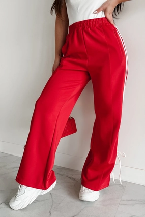 Powerplay Bow Detail Track Pants (Red/White) Comfy Feel Sleek Fit