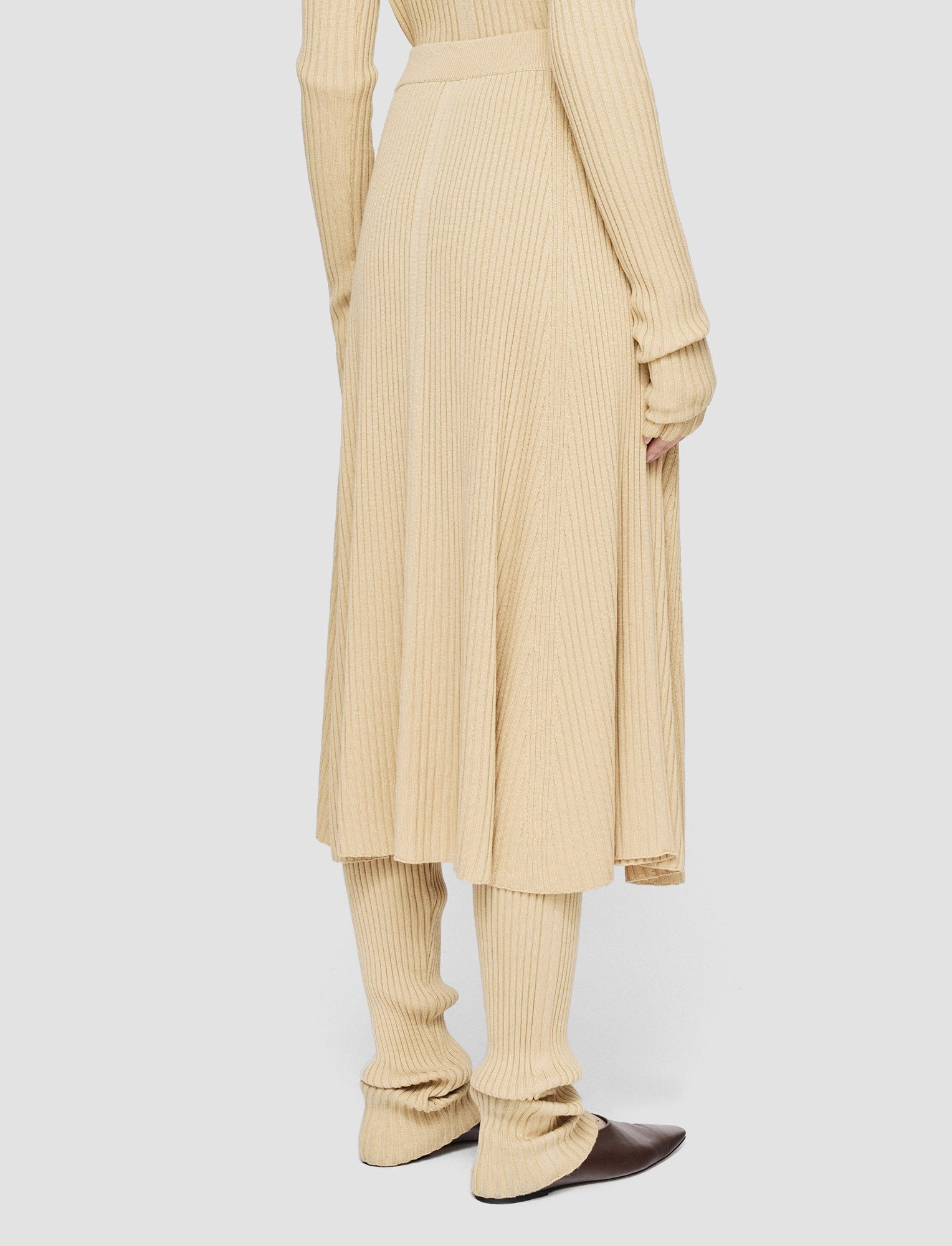Gather Details Merino Silk Rib Skirt