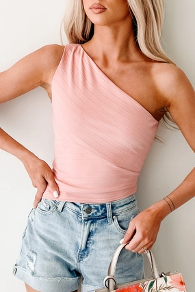 Slow & Sweet One Shoulder Top (Pink) Sustainable Production Certified