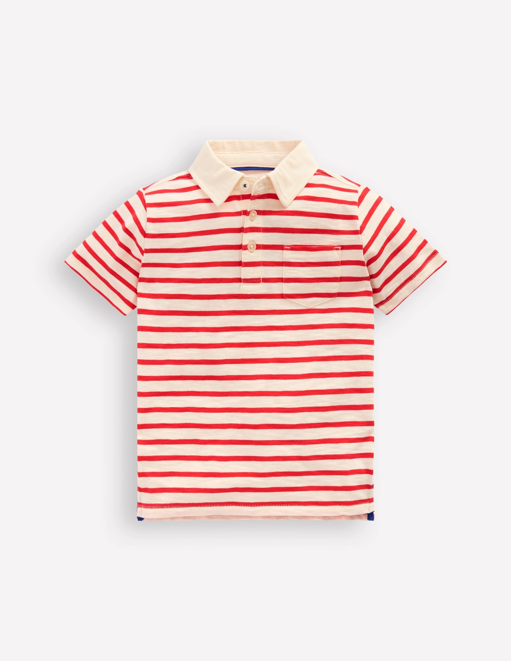 Hypoallergenic fabric PreWashed Slub Polo Shirt-Poppy Red/ Ivory