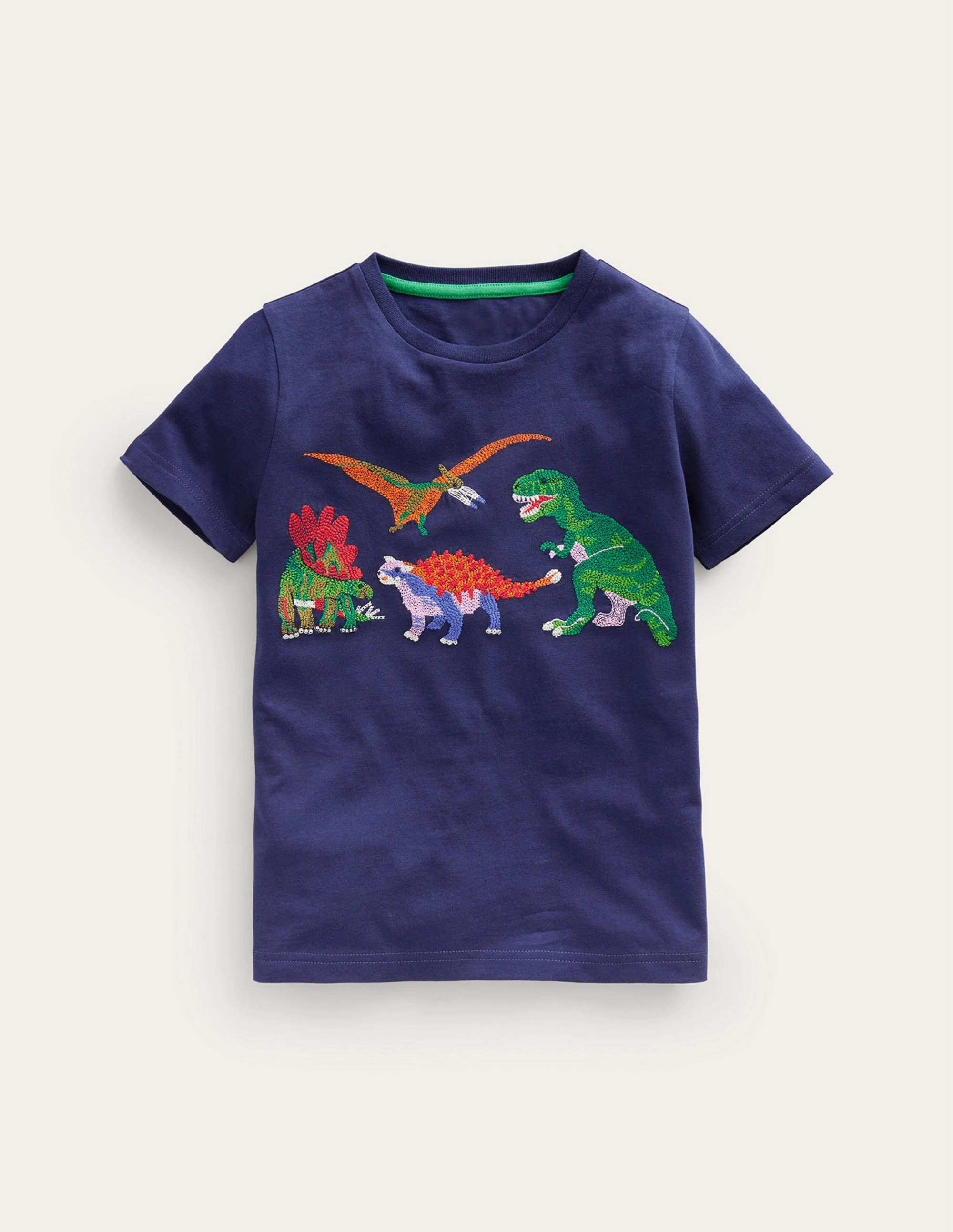 Small Superstitch T-shirt-College Navy Dinos Garment Washed Softness