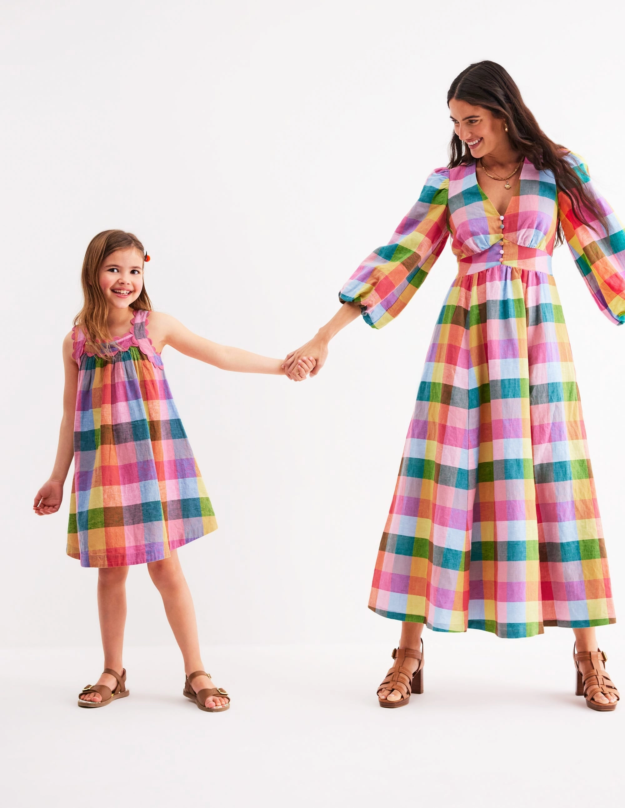 Maribel Strappy Swing Sundress-Multigingham Check Shade Soft Comfort Layer