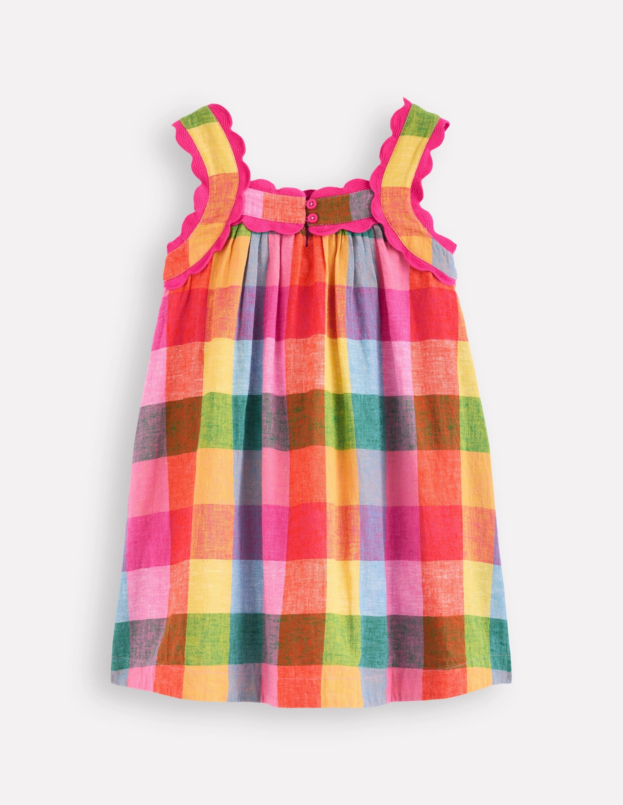 Lace-Sleeve Maribel Strappy Swing Sundress-Multigingham Check