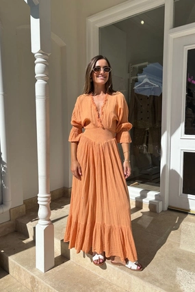 Eleni Dress Apricot Gentle Aesthetic