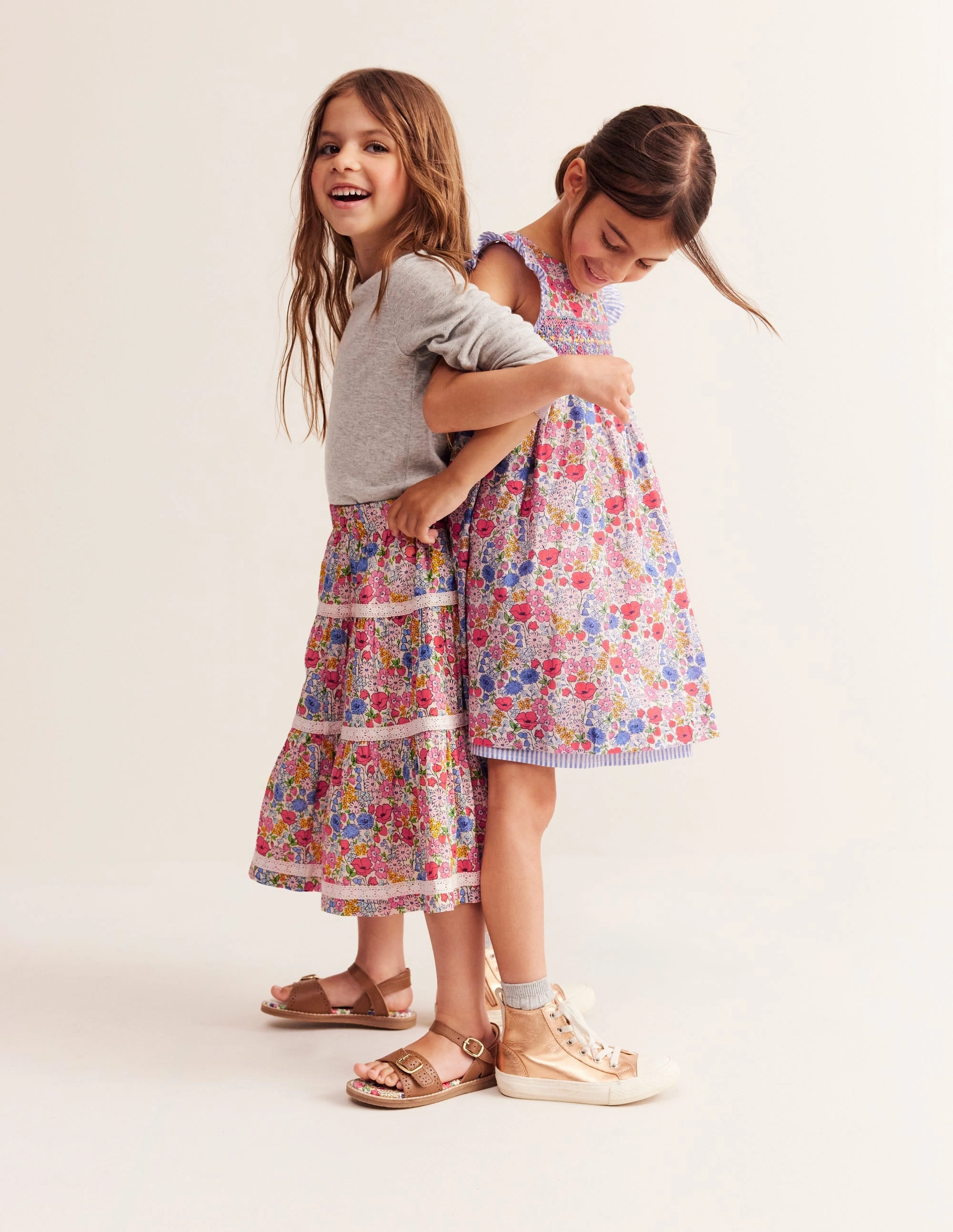 Perfect Comfort Wear Flattering Comfort Wear Smocked Lace Trim Dress-Multi Flowerbed