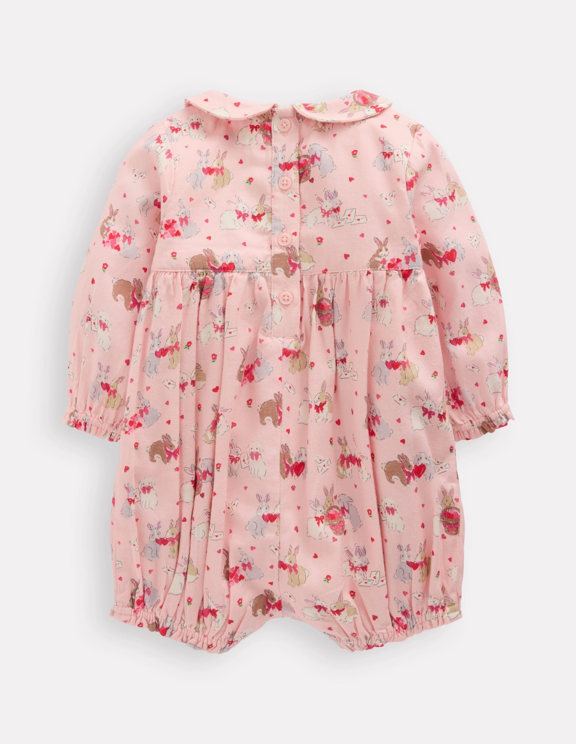 Smocked Romper-Pink Love Bunnies Training Sporty