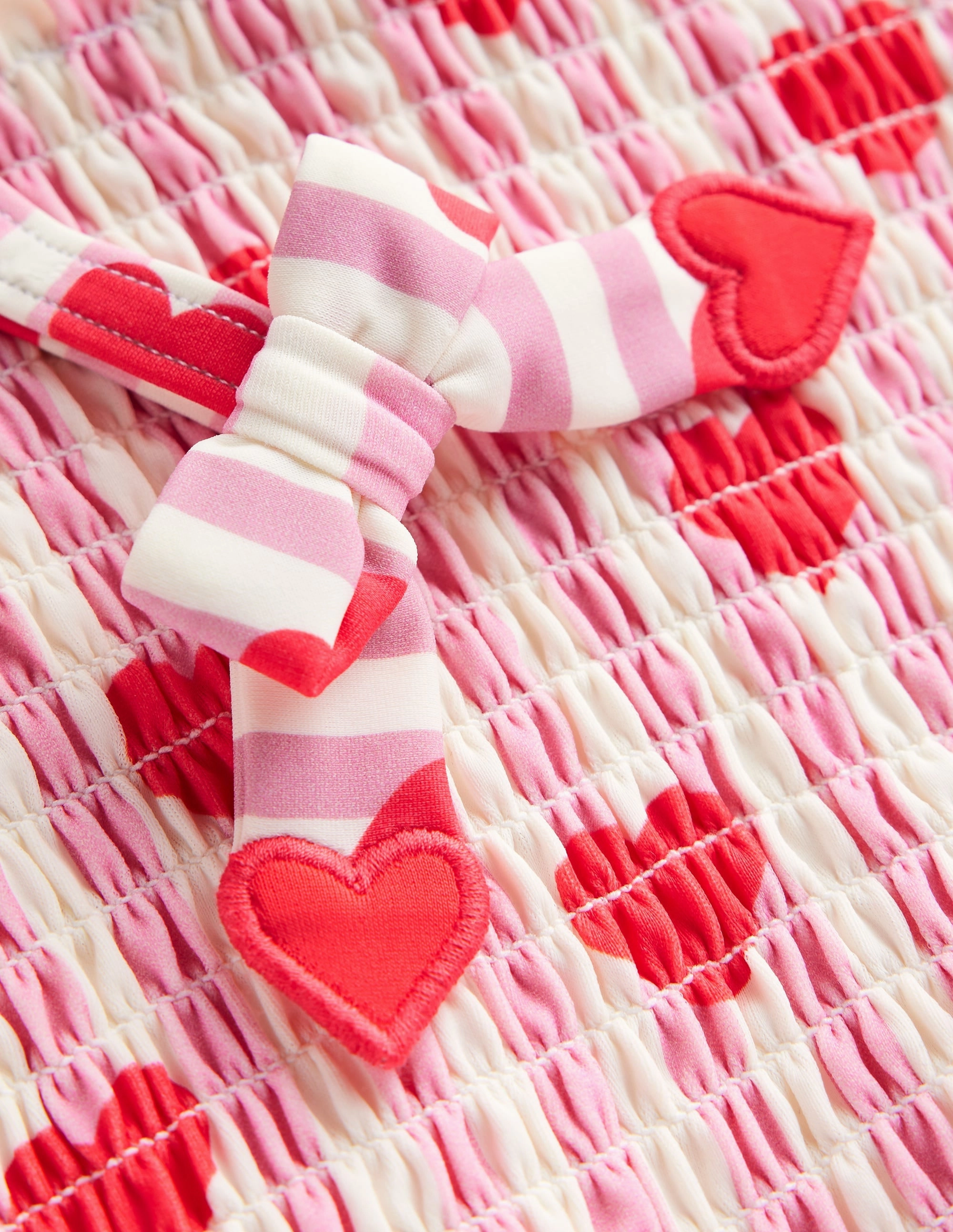 Coastal Style Smocked Tankini Set-Bubblegum Pink Heart Stripe