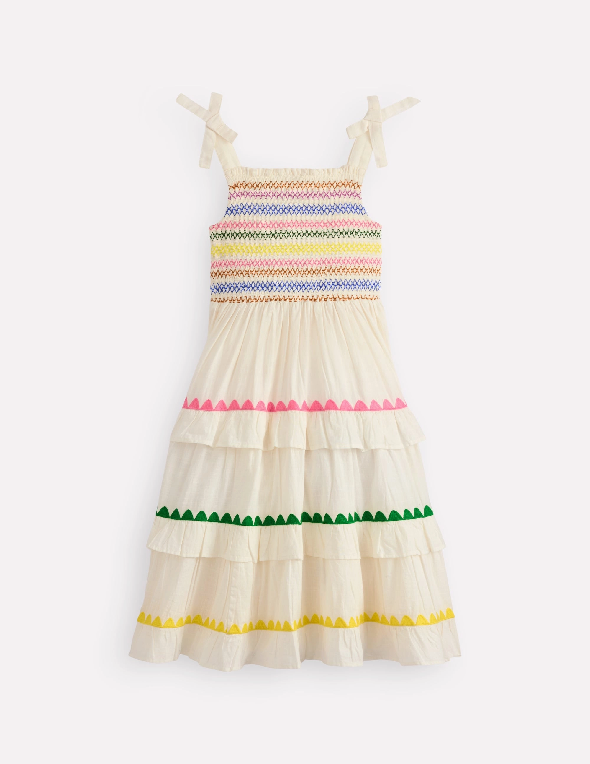 Versatile Layer Wear Feminine Fit Odette Tiered Woven Sundress-Soft Ivory