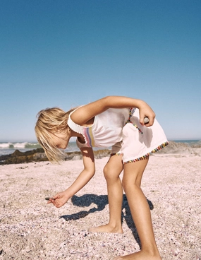 Smocked Woven Top-Soft Ivory EasyCareFabric Everyday Wear