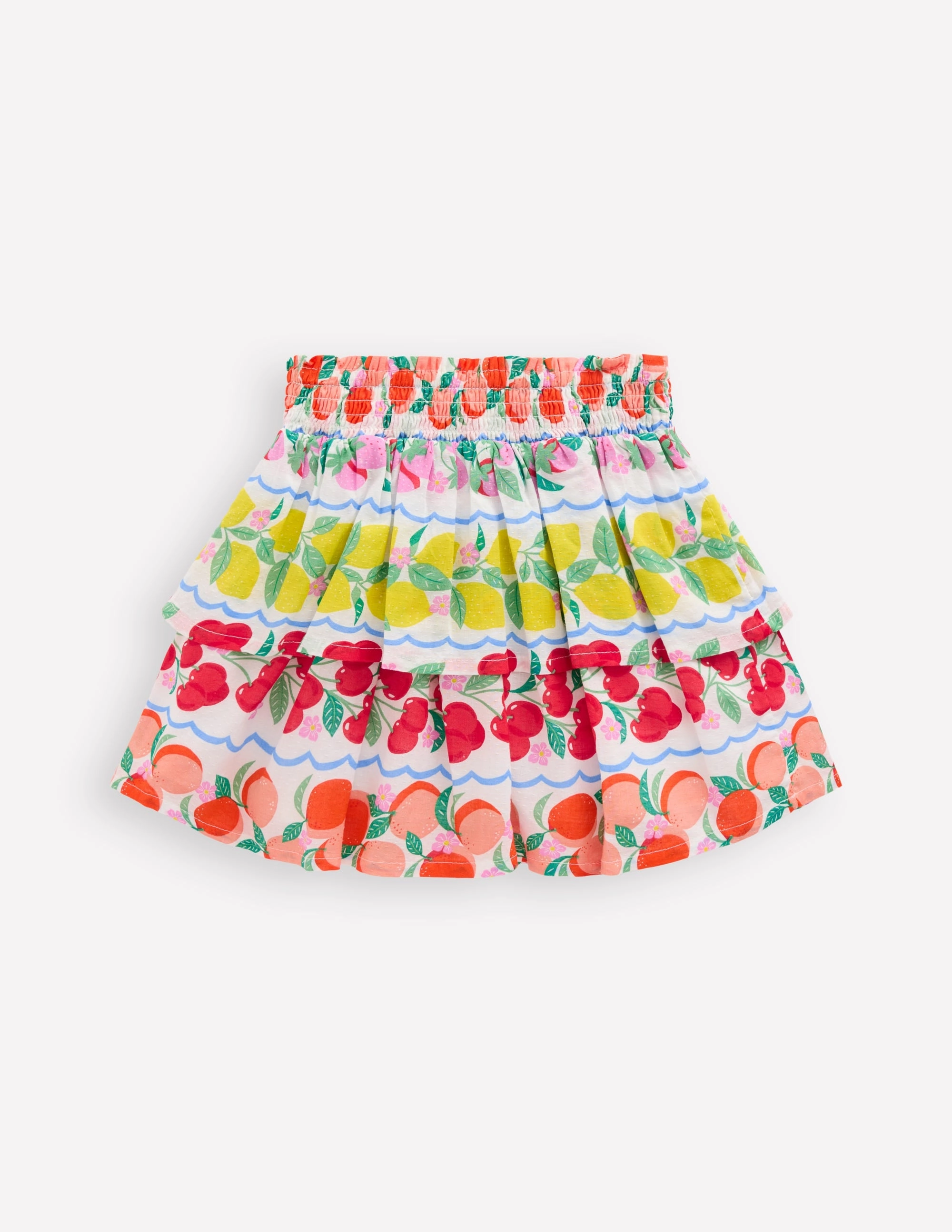 Texture Play Tiered Woven Skirt-Rainbow Fruit Stripe