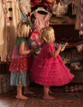 Winnie Tulle Tiered Dress-Rose Petal Pink Light Fabric