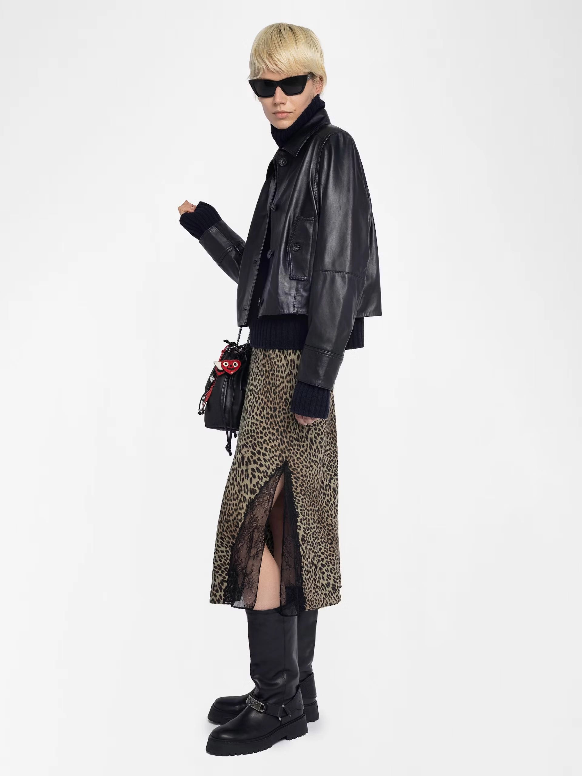 Button Details Resort Vacation Jayla Skirt Leaves