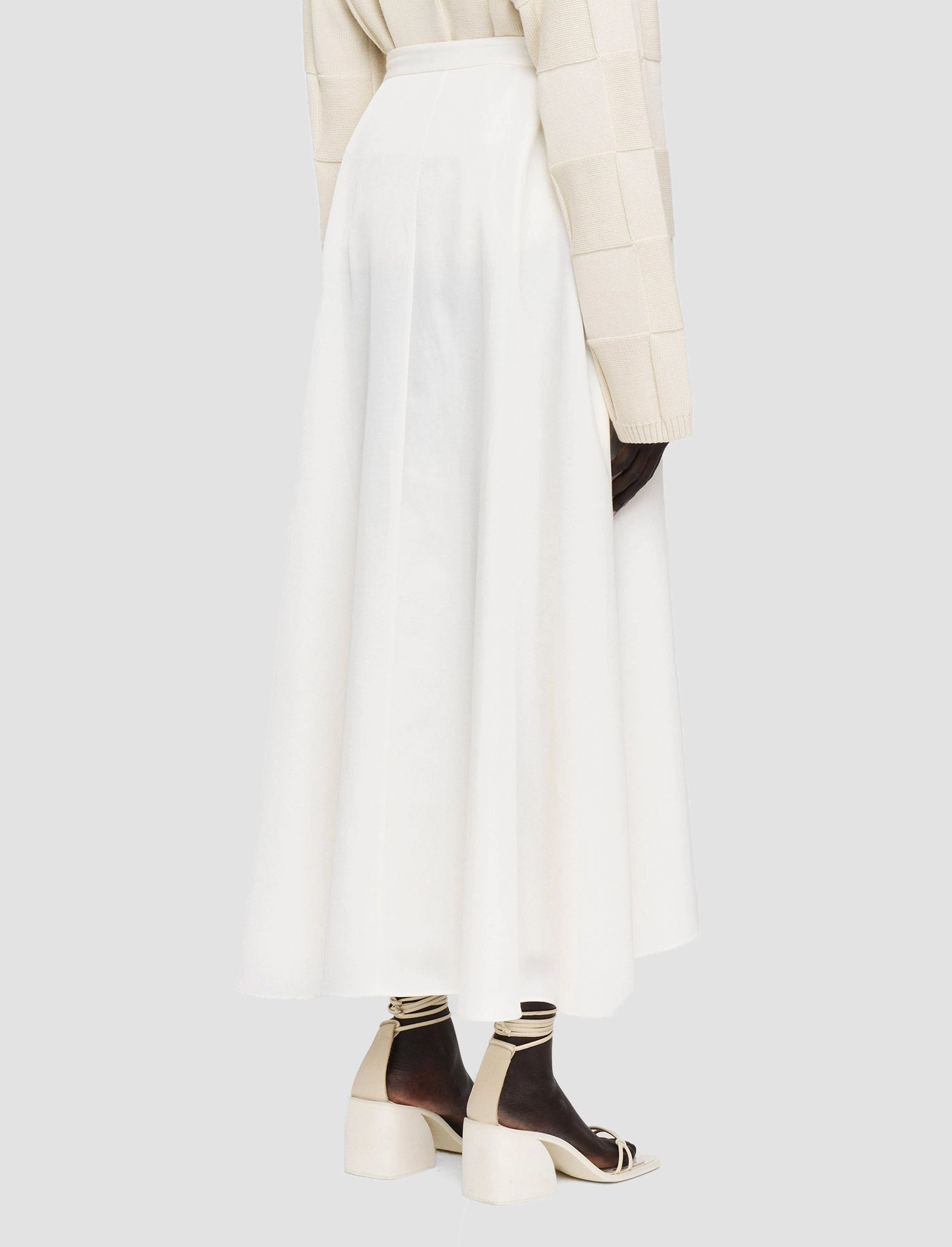 Ruching Details Flared hem Light Cotton Sateen Alix Skirt