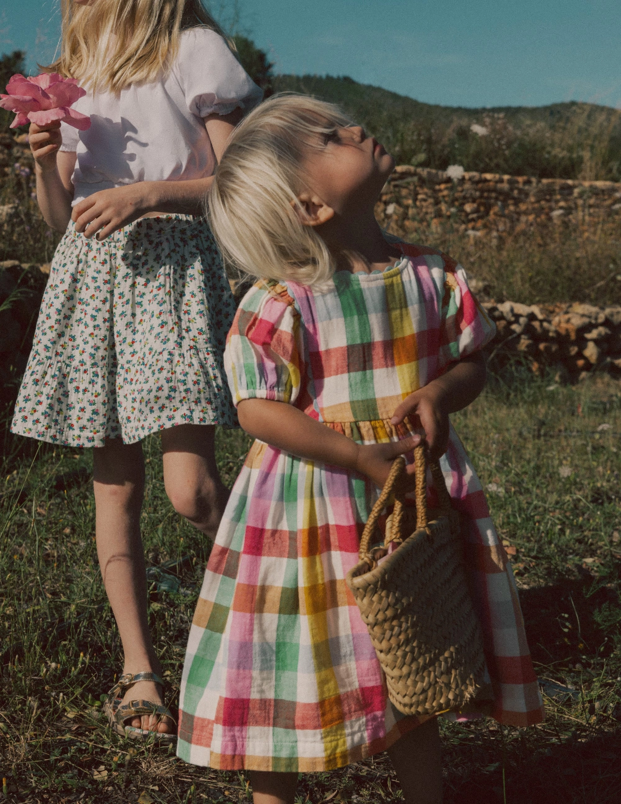 Halter neck Puff Sleeve Double Cloth Dress-Multi Check