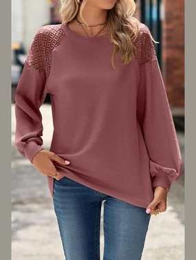 MoistureWickingTechnology WOMEN LACED SHOULDER DETAILED CASUAL JUMPER TOP