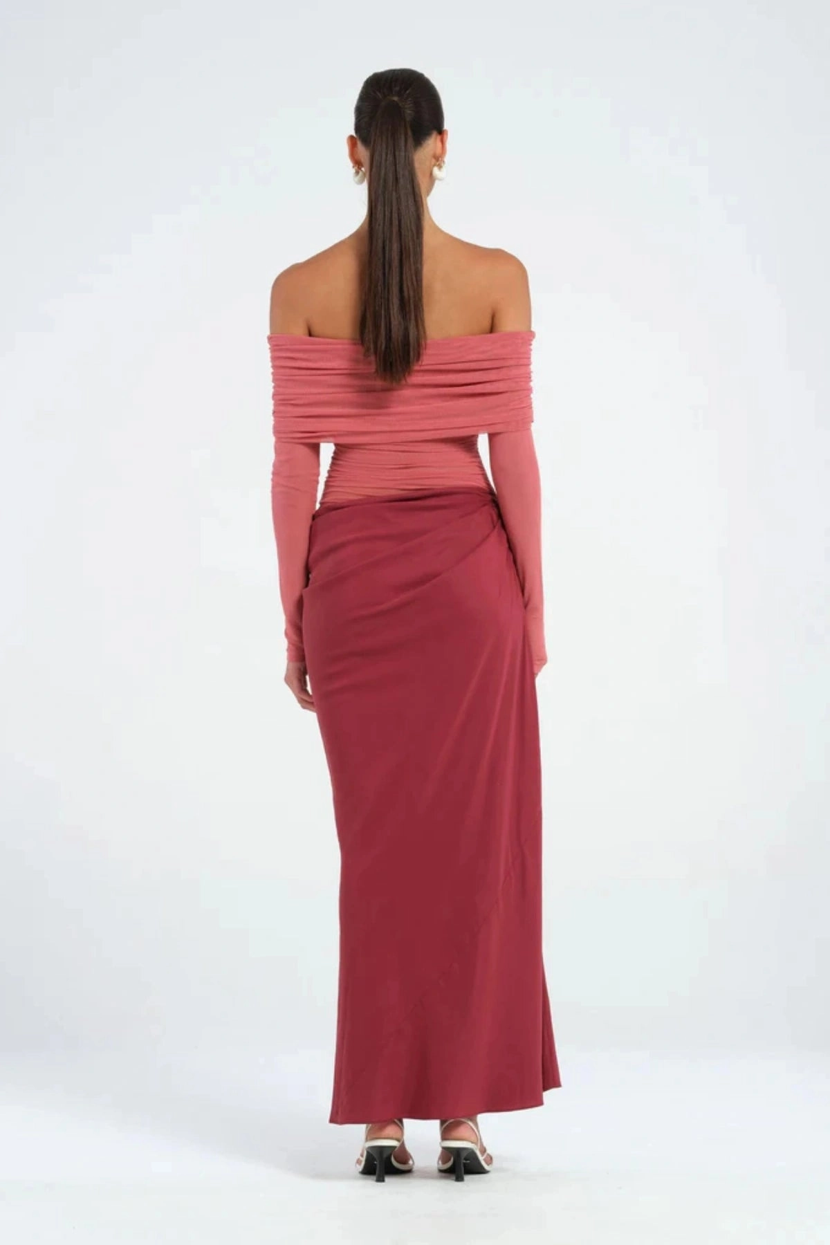 Anytime Wear Yasmin Off Shoulder Dress Redwood