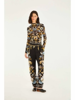 Garment Washed Flowing Design Snake Garden Black Jersey