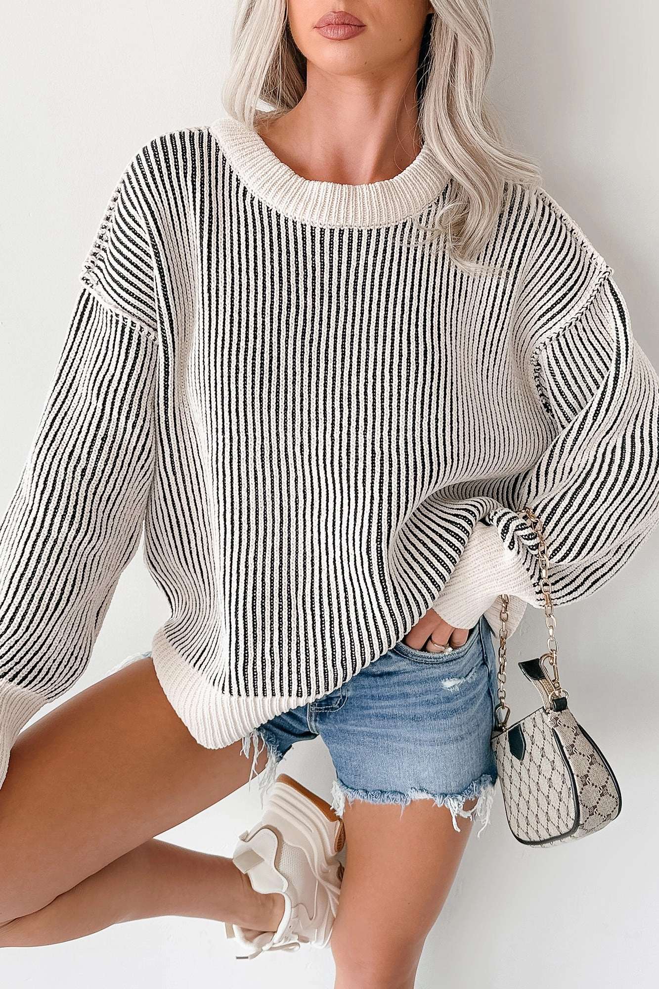 Snug Haven Two Tone Zenana Sweater (Black) StretchFit