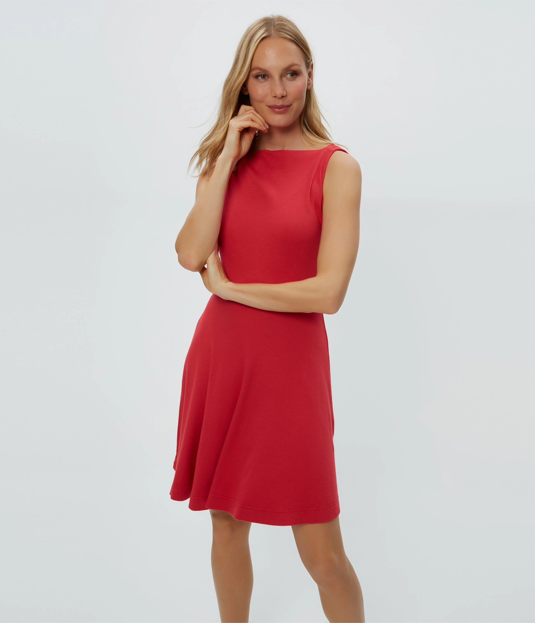 ANDY ULTRA RIB MINI SKATER DRESS Calm Energy Cozy Mood