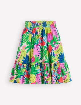 Jersey Midi Skirt-Multi Tropical Fruit Hypoallergenic fabric