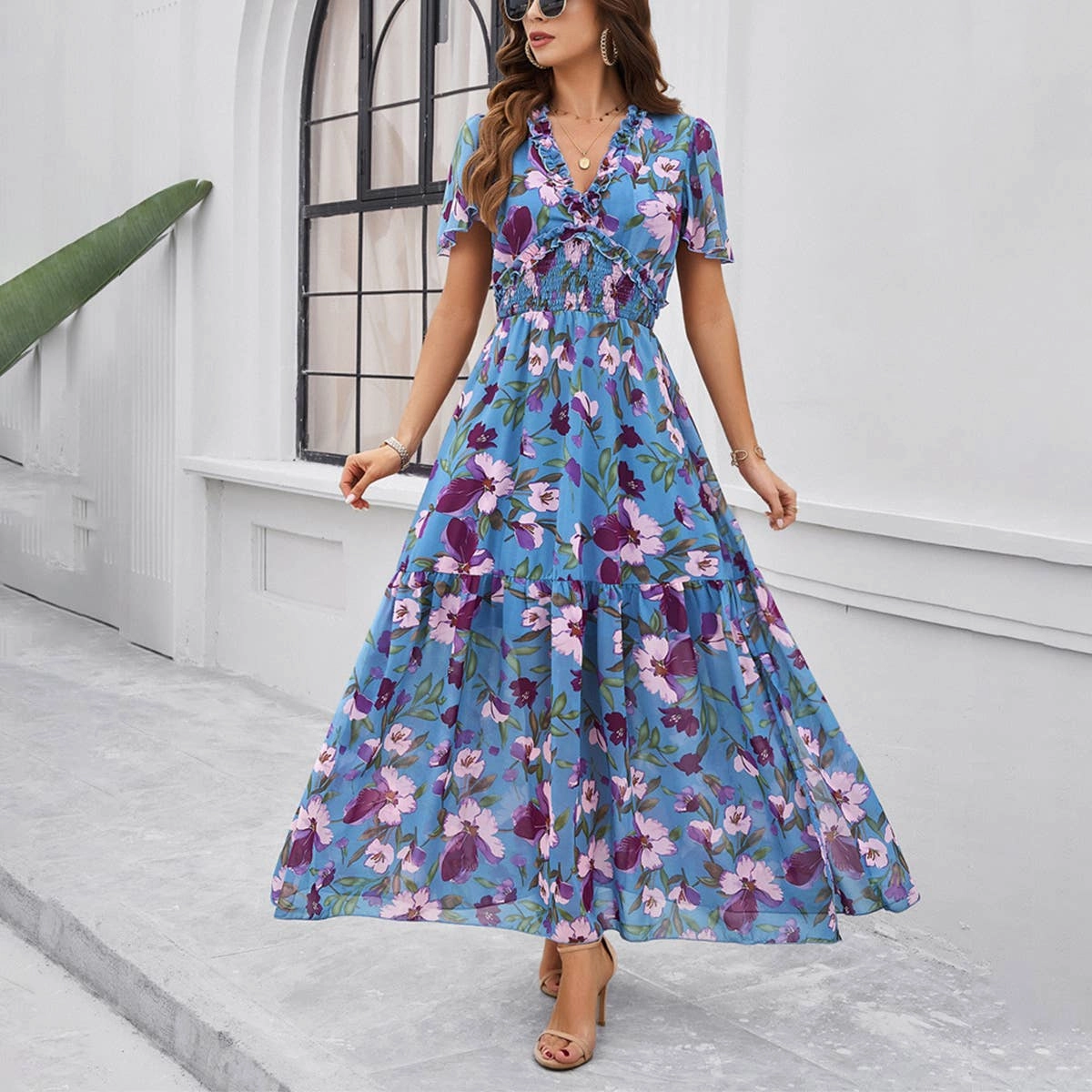 SoftTouchTexture CASUAL PRINT DRESS WITH WAIST_CWDMD1914