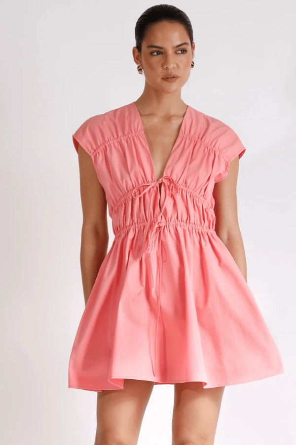 Roamer Mini Dress Punch Pink Side Slit