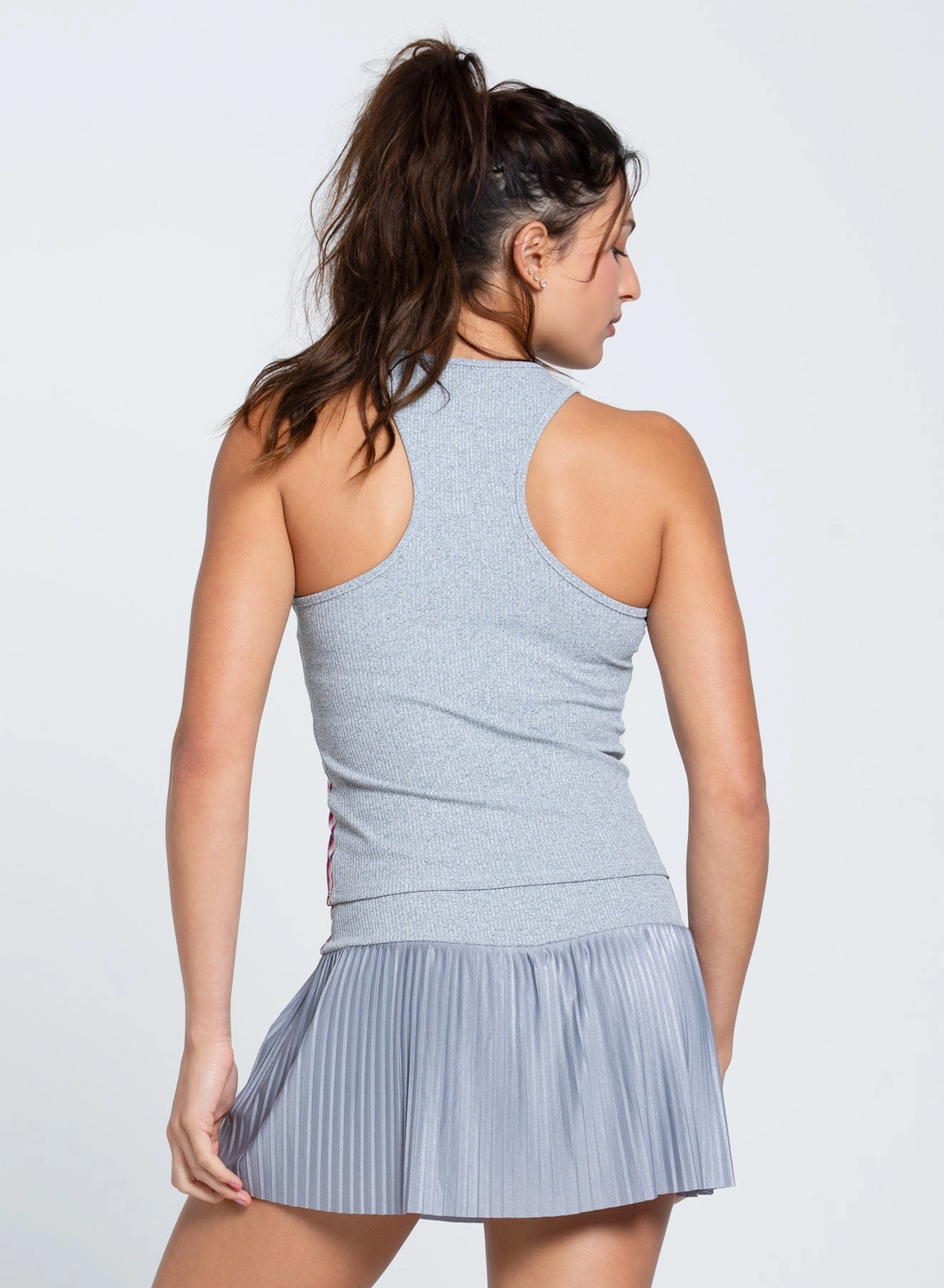 summer look LightweightTexture Berry Stripe Rib Tank