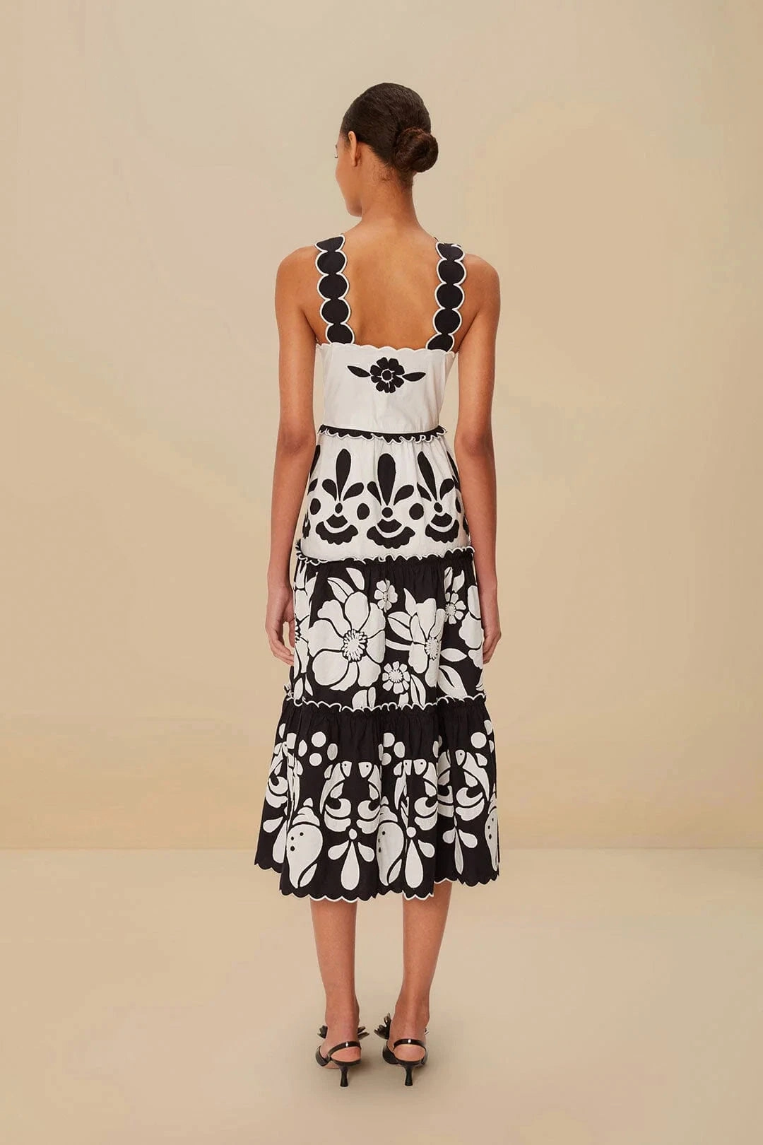 Summer Black And White Cutwork Midi Dress Smart Detail Sculpted Fit