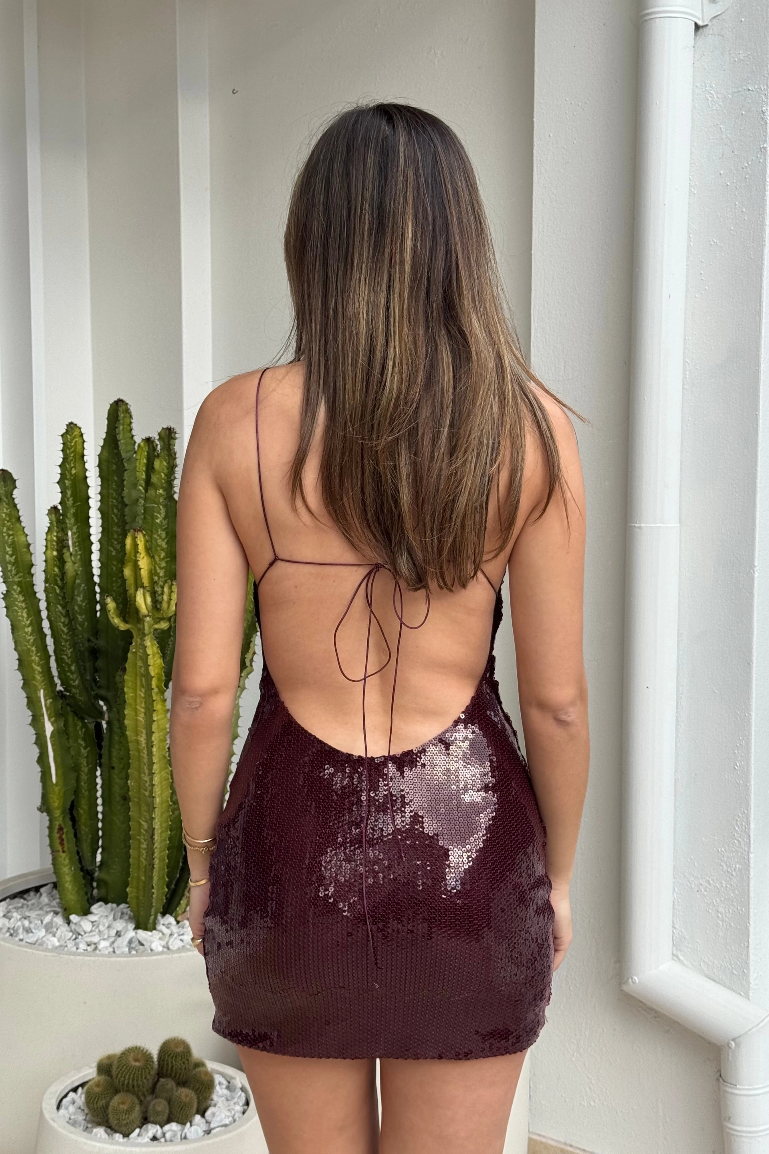 Celestia Mini Dress Plum Durable-Fabric