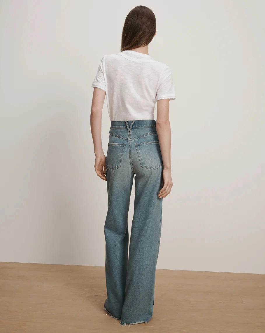 Damian Double-Collar T-Shirt White Yarn Dyed Stripes