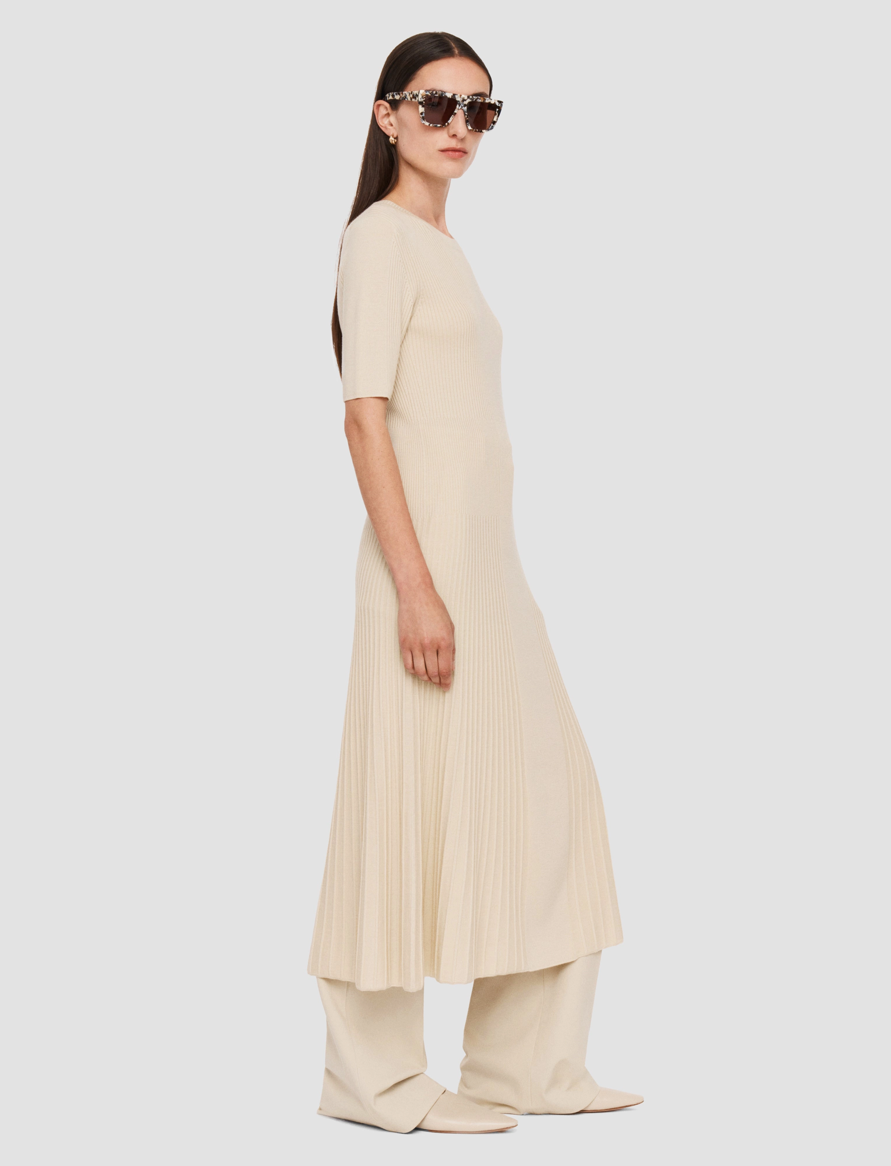 Relaxed-fit Tiered Skirt Fine Merino Rib Dress
