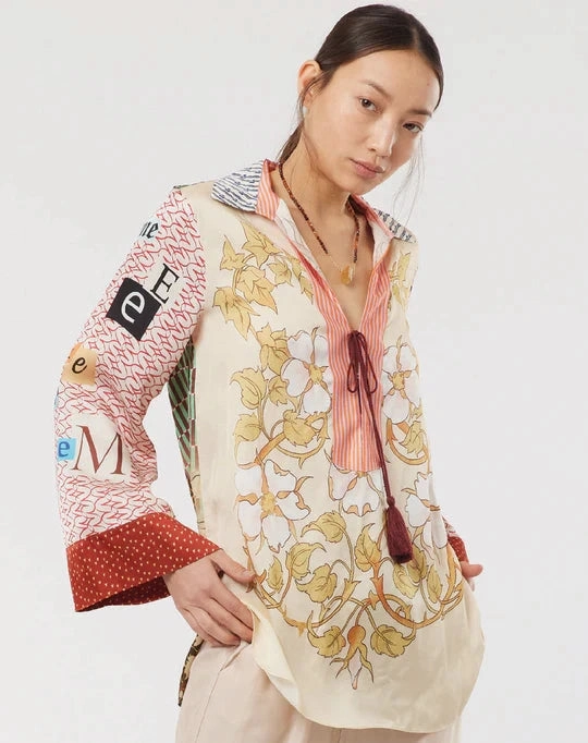 Hypoallergenic Fiber Caroline String Tie Collar Oriental