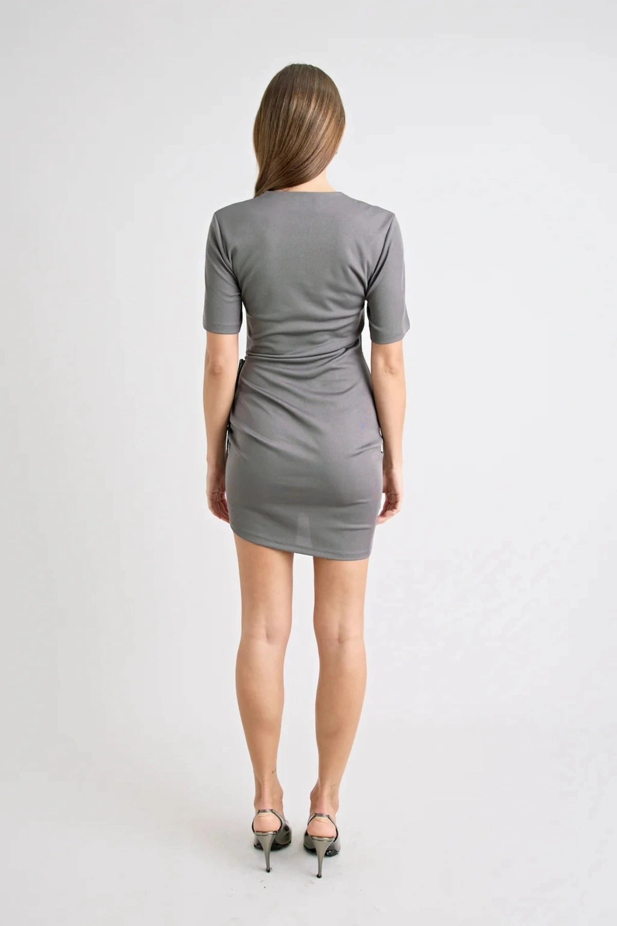 Solene Mini Dress Charcoal Classy Look
